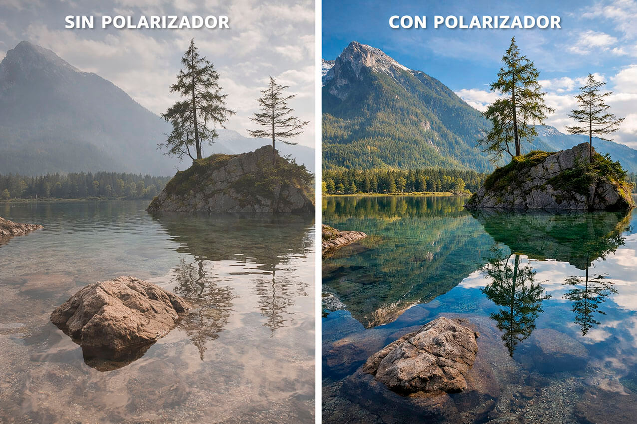 Efectos del uso de un filtro polarizador
