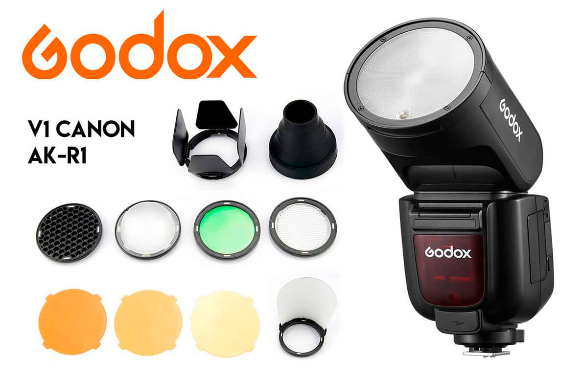 Kit Flash Godox V1Pro Canon y modificadores AK-R1