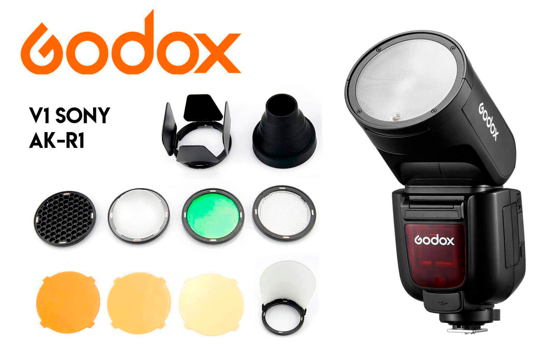 Kit Flash Godox V1Pro Nikon y modificadores magnéticos AK-R1
