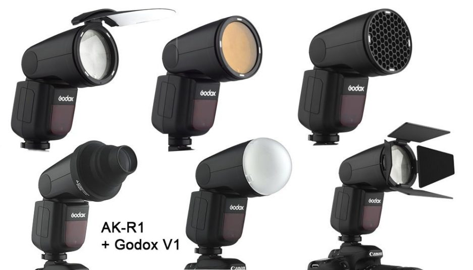 Kit flash Godox V1 Olympus y modificadores AK-R1