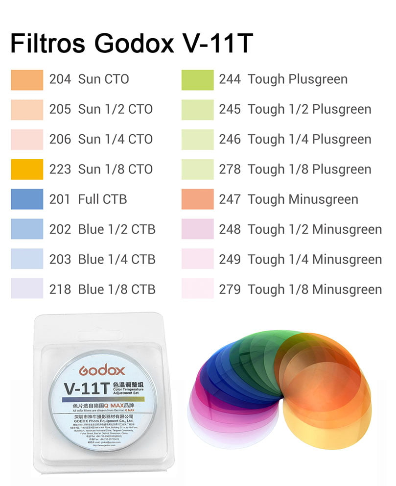 Filtros de corrección de color para flash Godox V-11T Filtros de corrección de color para flash Godox V-11T
