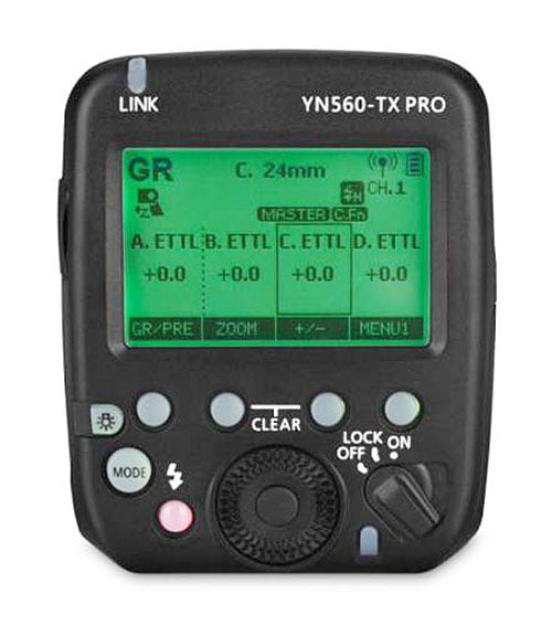 Transmisor Yongnuo YN560TX Pro (producto legacy). Alternativas actuales: emisores Godox X o Westcott FJ.