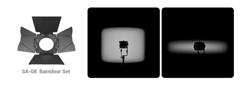 Godox LED S30 con zoom SA-08 aletas