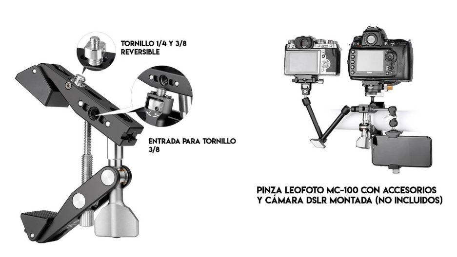 Pinza Leofoto MC-100 en aluminio aeronáutico