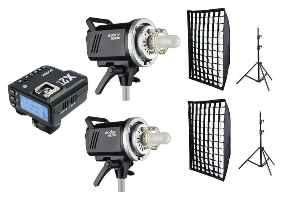 Kit 2 flashes de estudio Godox MS200 y accesorios Sony