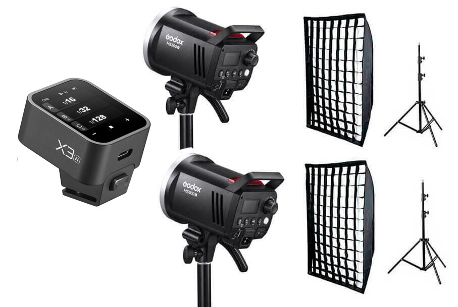 Kit Godox MS300V para Nikon con Softbox y Disparador X3-N