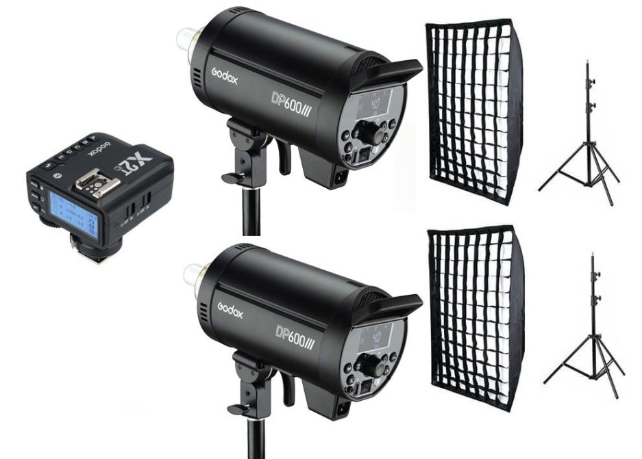 Kit 2 flashes de estudio Godox DP600III con accesorios Canon