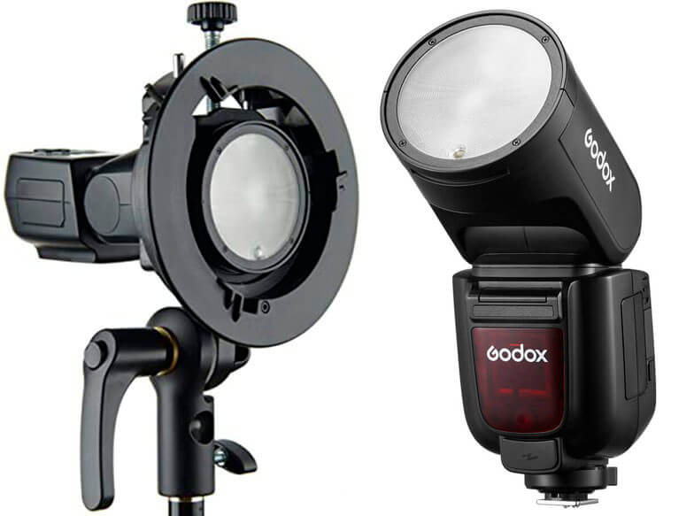 Flash Godox V1Pro Sony y soporte para flash S2