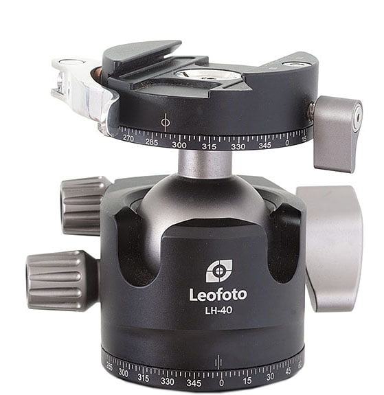 Rótula Leofoto LH-40PCL con doble rotador para trípodes de fotografía profesional