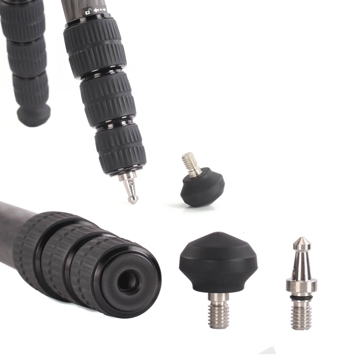 Pinchos metálicos y de caucho para trípode Leofoto LS-324C, ideales para estabilidad en terrenos irregulares