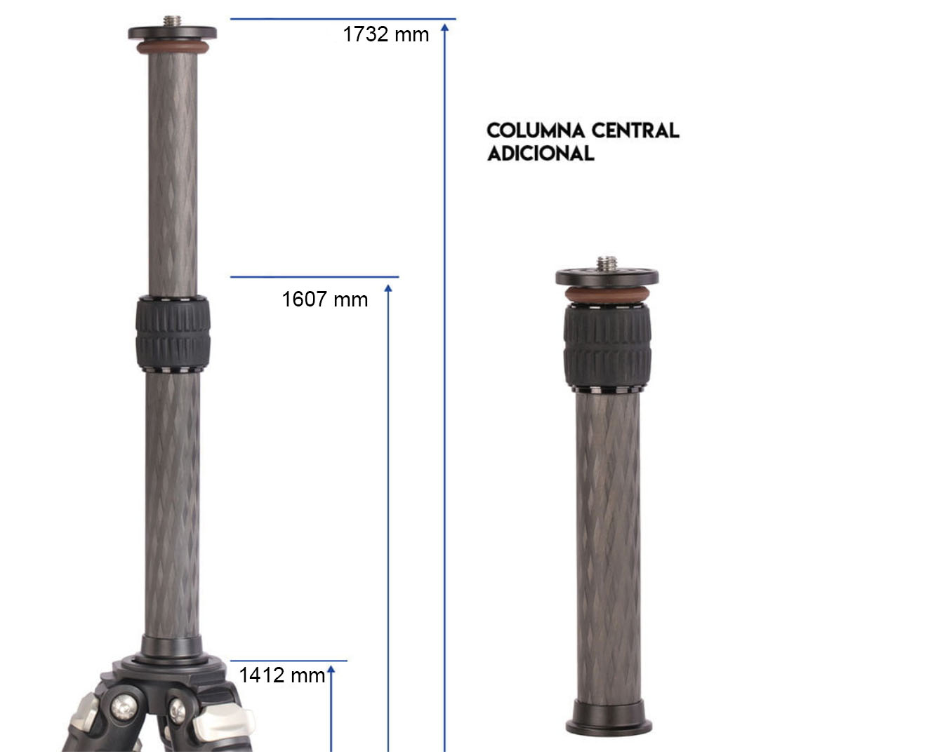 Trípode de carbono Leofoto LS-254C con rótula LH-30 y columna central extraíble para fotografía profesional