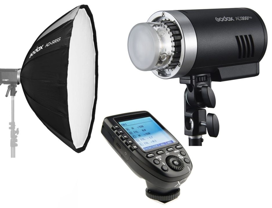 Kit flash Godox AD300Pro con softbox 65 y disparador XproII TTL y HSS