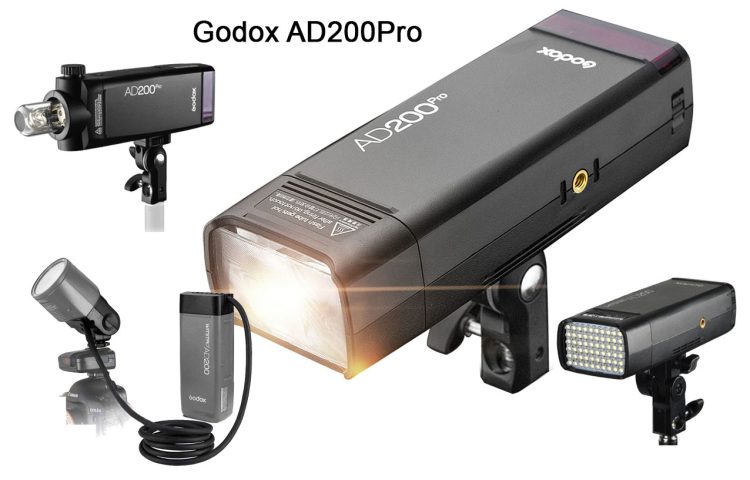 Flash Godox AD200Pro con bateria de litio y cabezal intercambiable