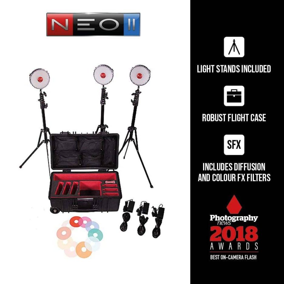 Rotolight NEO II Kit de tres luces led con maleta y accesorios