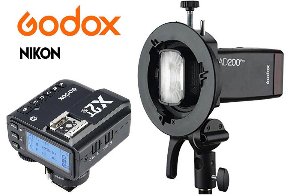 Kit flash Godox AD200Pro con disparador X2T y rótula S2 Bowens