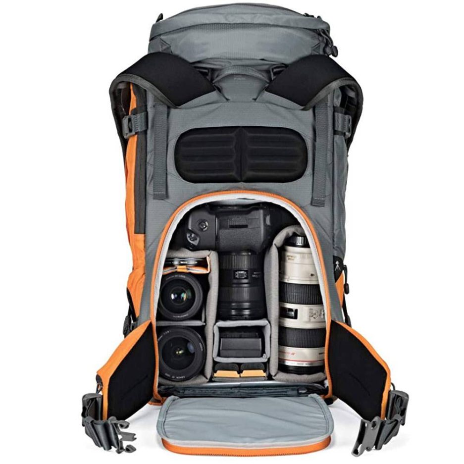 Mochila Lowepro Powder BP 500 AW gris y naranja