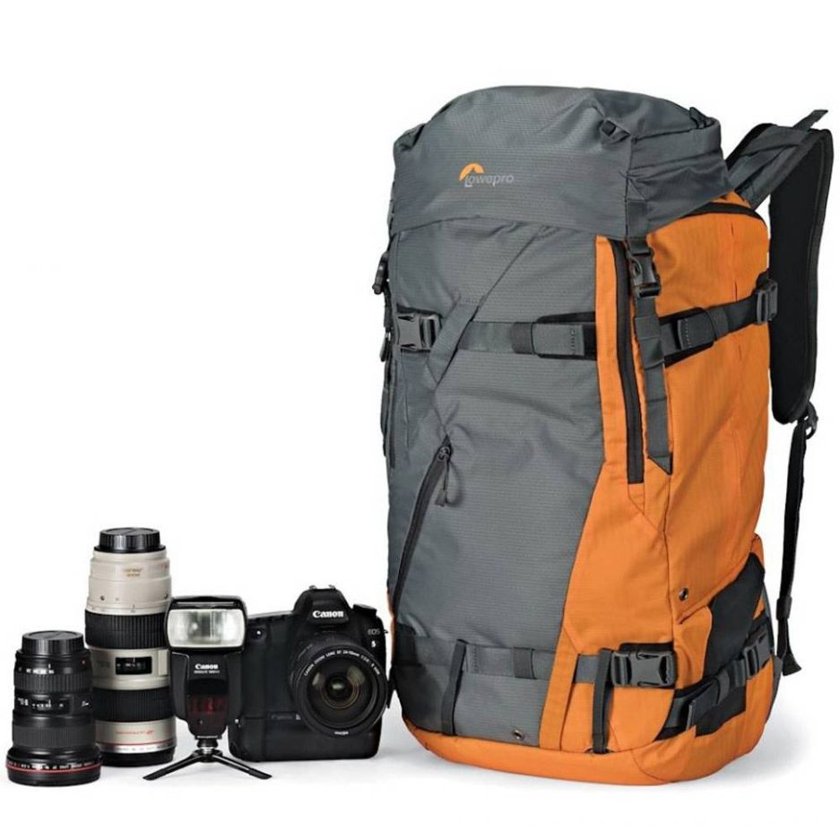 Mochila Lowepro Powder BP 500 AW gris y naranja