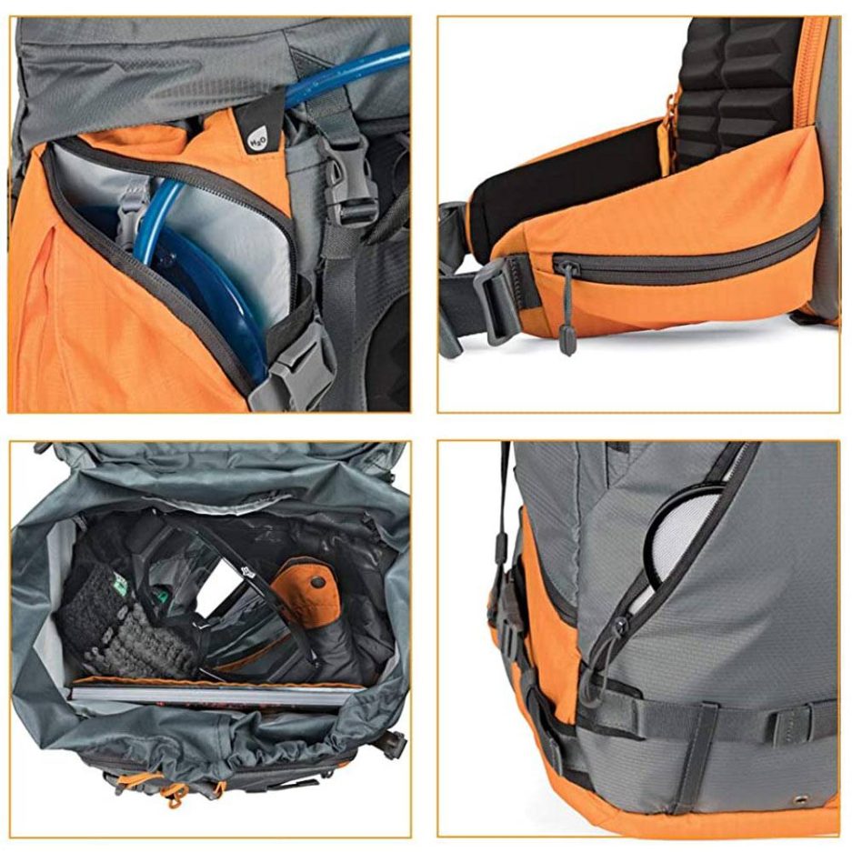 Mochila Lowepro Powder BP 500 AW gris y naranja