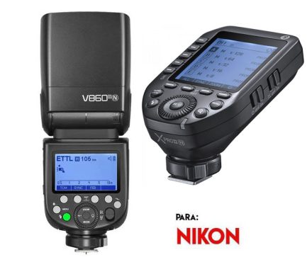 Kit flash Godox V860IIIN y disparador remoto XproII Nikon