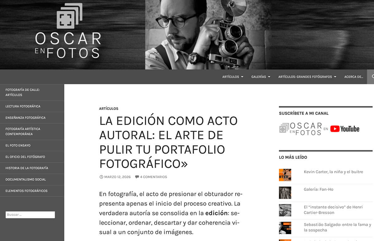 Portada de Óscar en Fotos sobre cultura visual, historia de la fotografía y lectura de imágenes