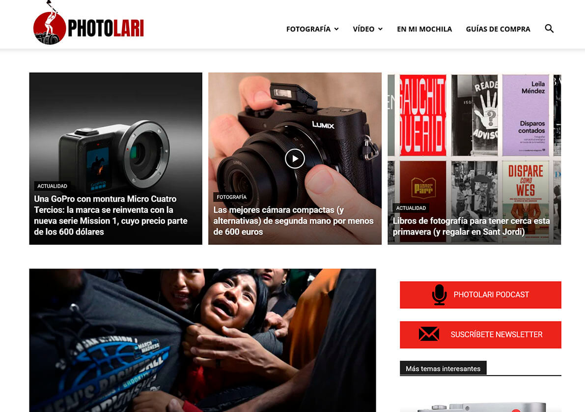 Portada de Photolari con actualidad fotográfica, análisis de cámaras y guías de compra