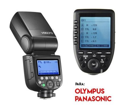 Kit flash Godox V860IIIO y disparador remoto Xpro Olympus-Panasonic