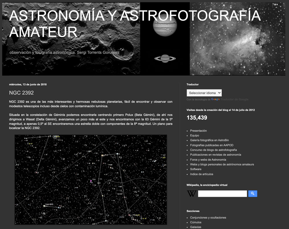 Blog Astronomía y astrofotografía amateur