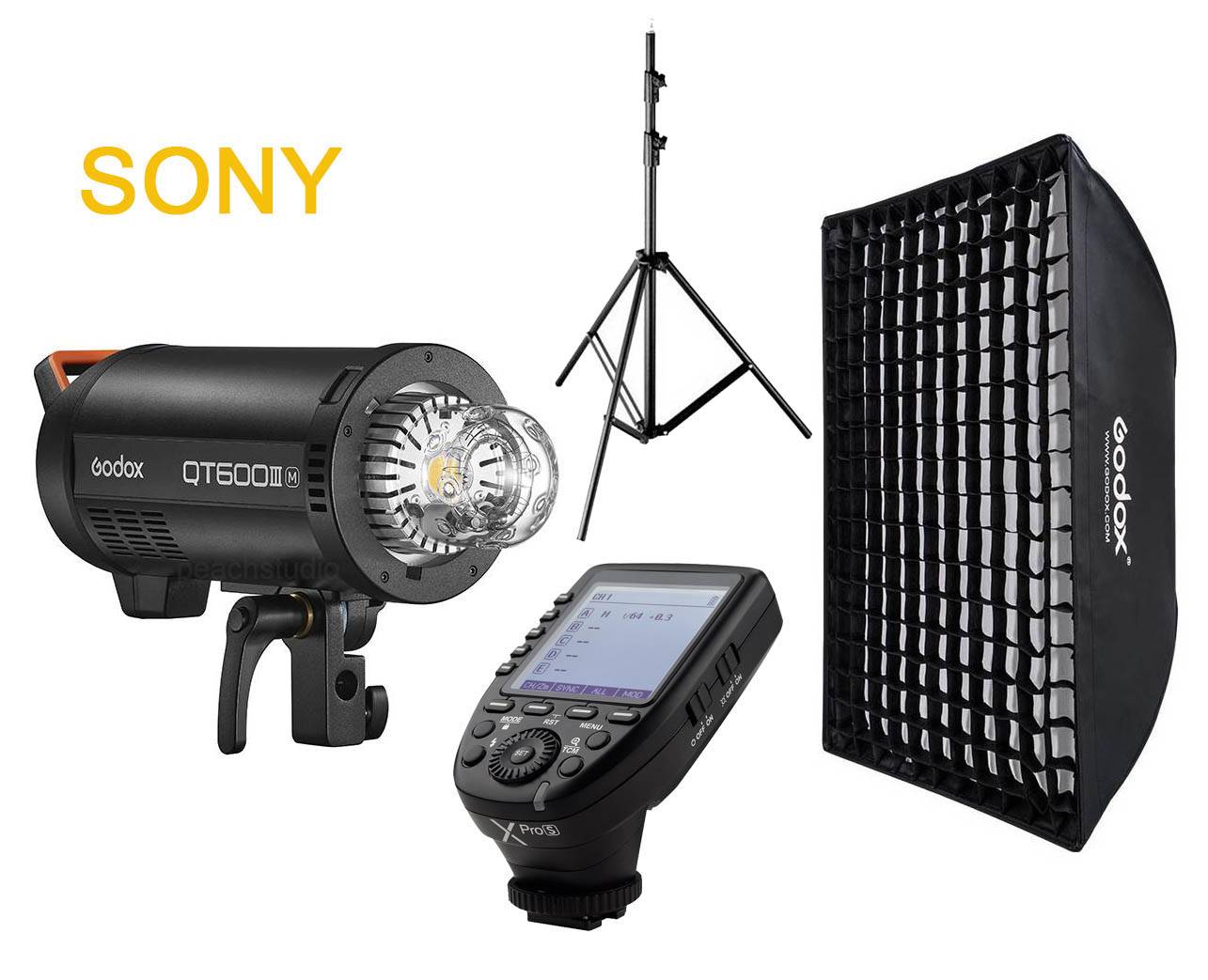 Kit 1x flash de estudio Godox QT600III con softbox 60x90 y disparador remoto para Sony