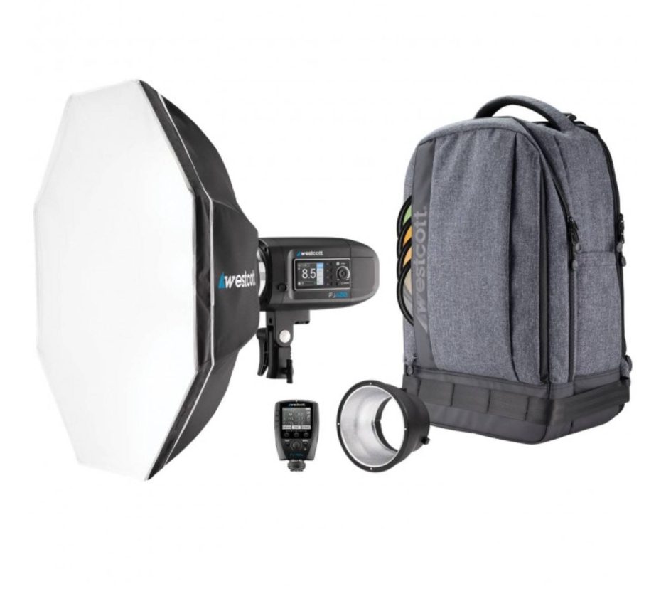 Kit Flash Westcott FJ400 con disparador remoto, softbox y mochila