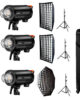 Kit 3x flashes de estudio Godox QT600III y trolley