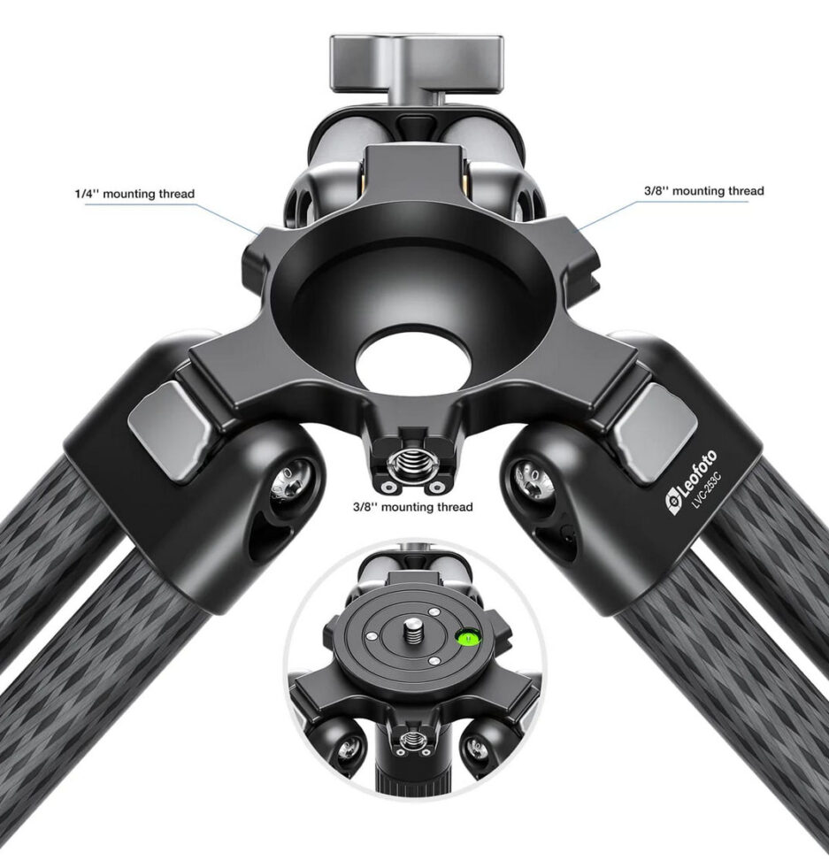 Trípode Leofoto LVC-253C+BV-20 de doble tubo para video