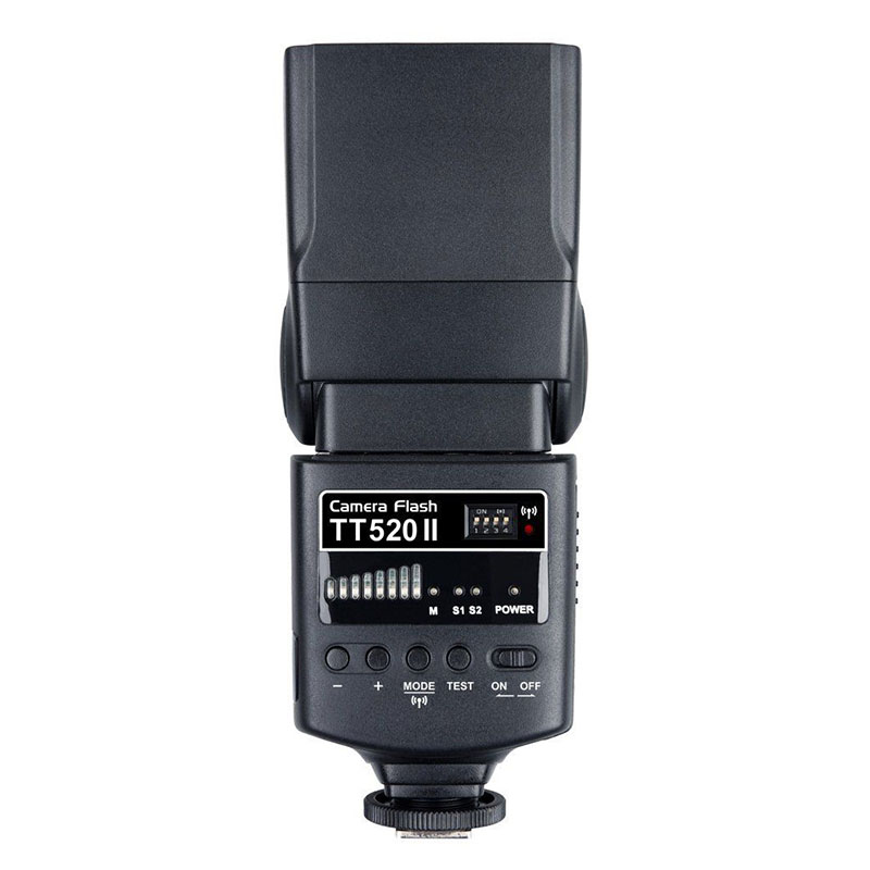 Flash manual Godox TT520II. Vista trasera con controles del flash Godox TT520II vista trasera con controles del flash