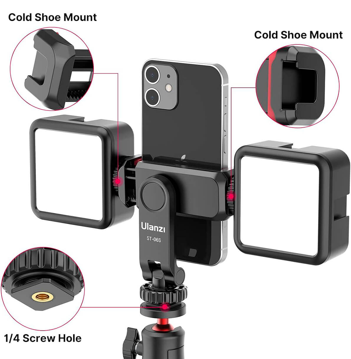 Soporte Ulanzi ST-06S para smartphone con dos zapatas frías
