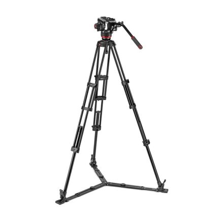 Kit trípode aluminio Manfrotto Twin y rótula video 504X con Estabilizador ras de suelo