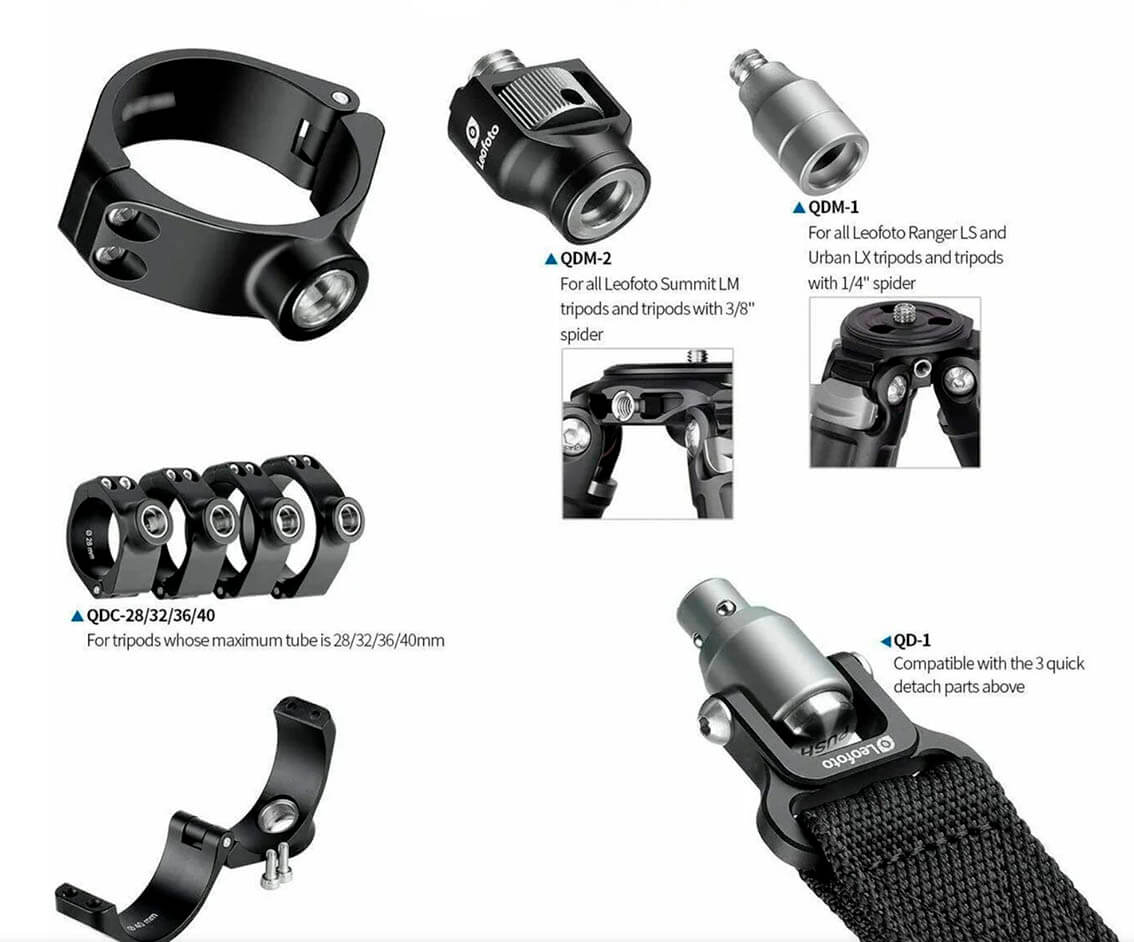 Leofoto QDC para trípodes y correas trípodes