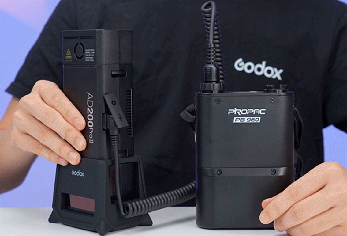 Batería externa Godox PB960 para sesiones largas con flash AD200Pro II