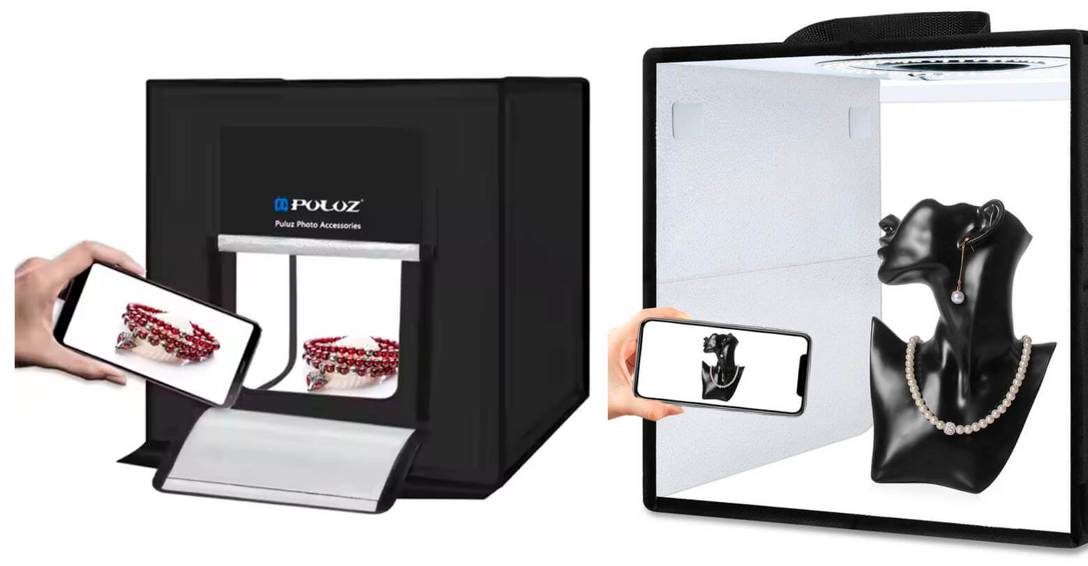 Cajas de luz de diferentes tamaños para fotografía con smartphone