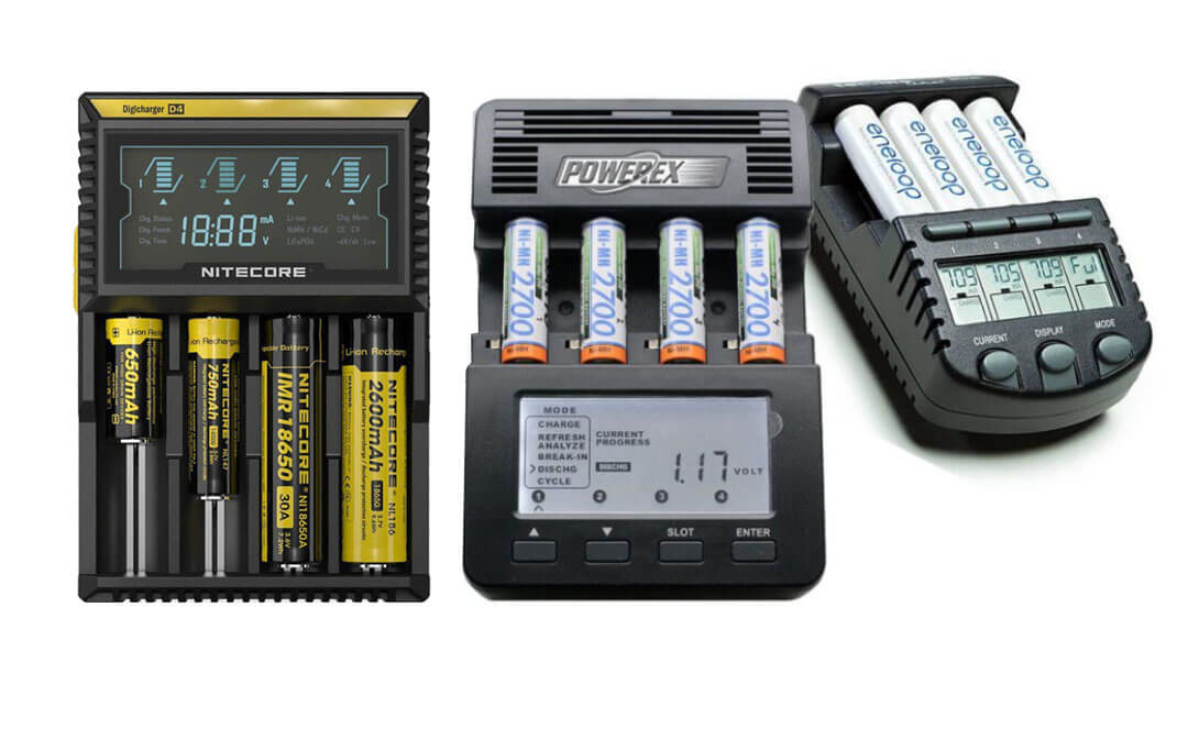 Cargador inteligente digital Nitecore D4 de 4 puertos para baterías recargables