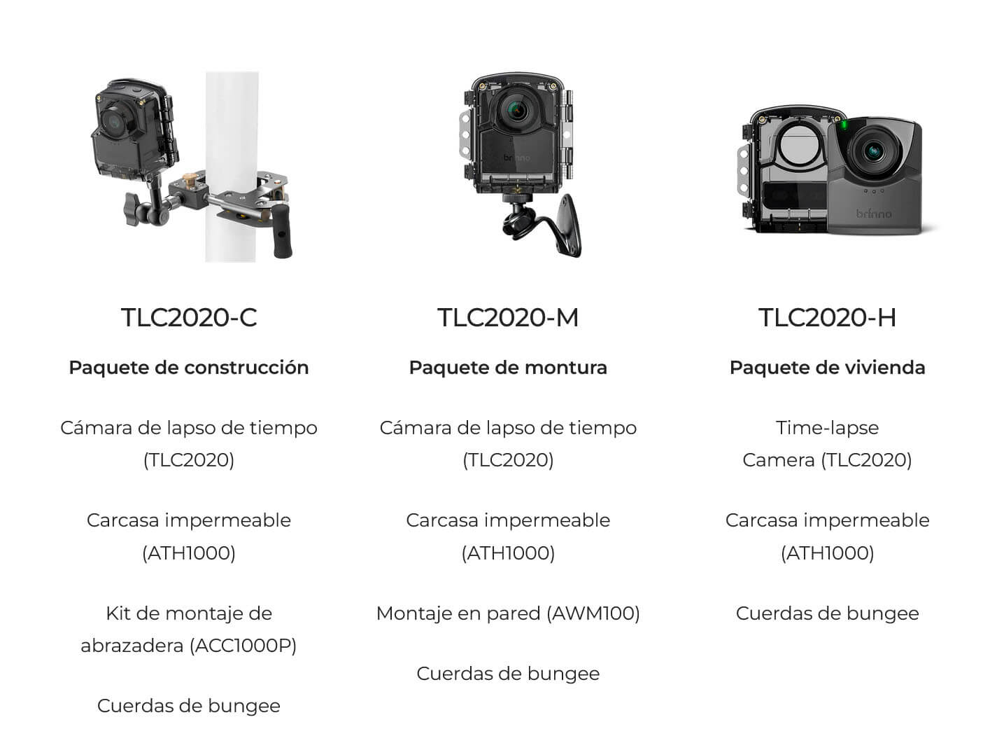 Opciones de cámara time lapse Brinno TLC2020