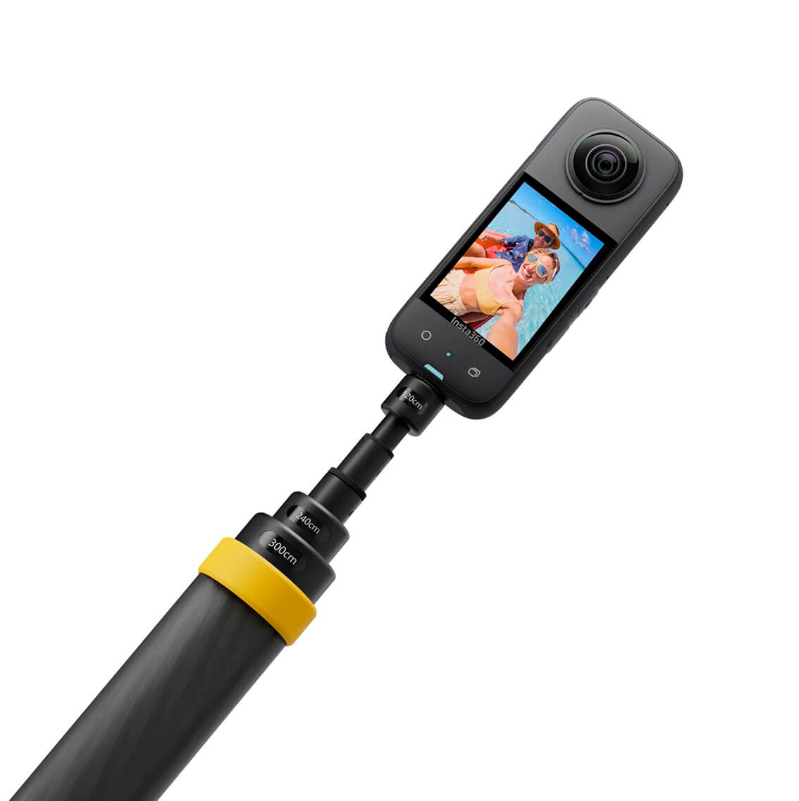Insta360 Palo Selfie Extensible hasta 300 cm con cámara montada para tomas dinámicas