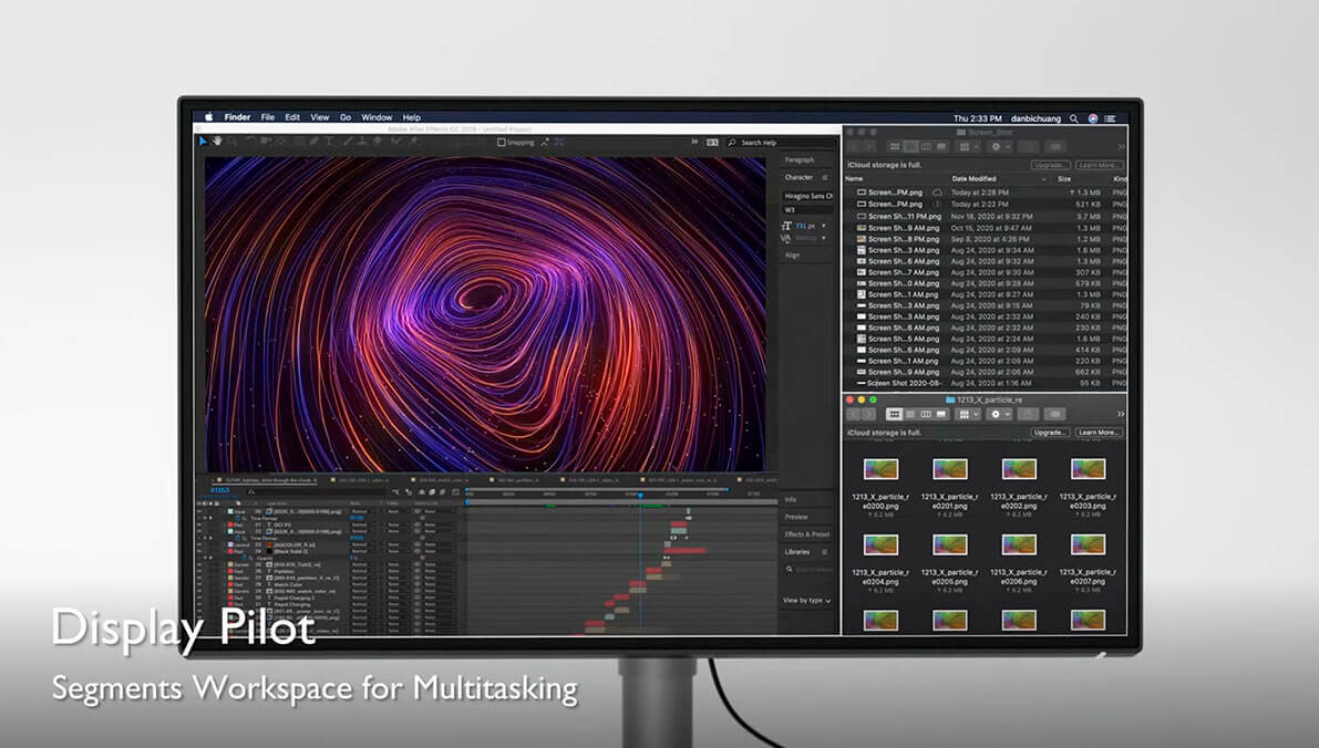 Monitor BenQ PD2725U mostrando Display P3 DesignVue para diseñadores