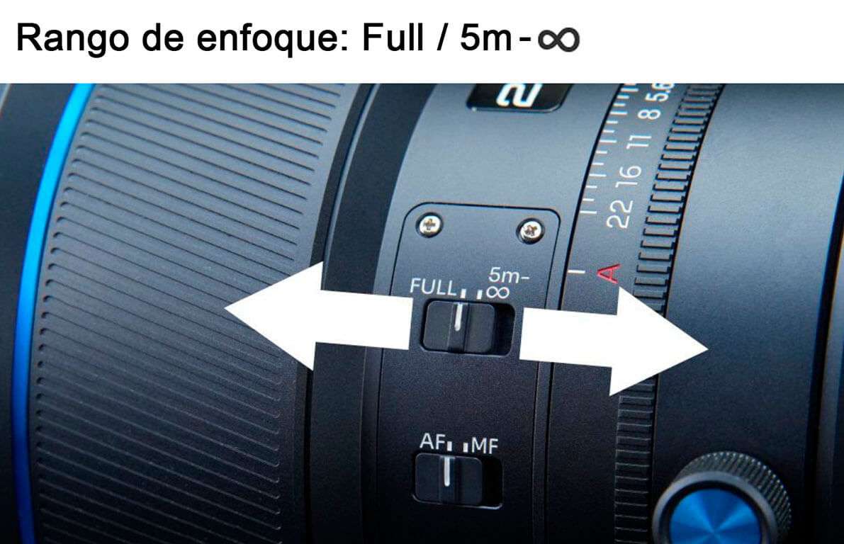 Selector de enfoque corto en el Laowa 200mm f2 AF FF Selector de enfoque corto en el Laowa 200mm f2 AF FF