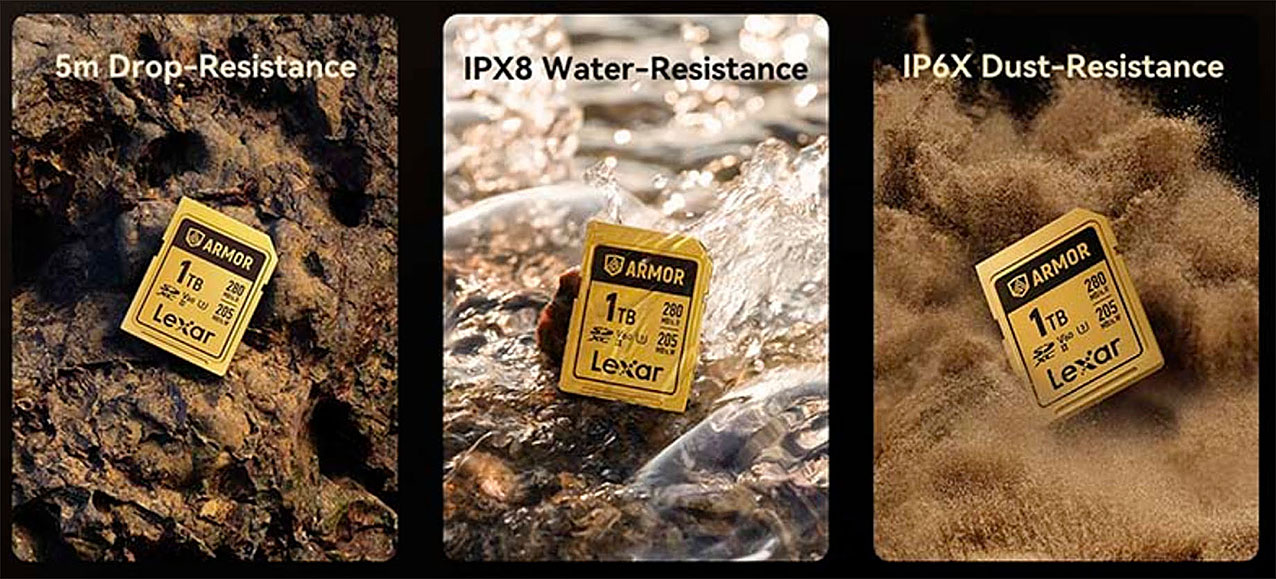 Tarjetas Lexar ARMOR: resistencia a caídas y golpes Tarjetas Lexar ARMOR resistentes a caídas, golpes y condiciones extremas