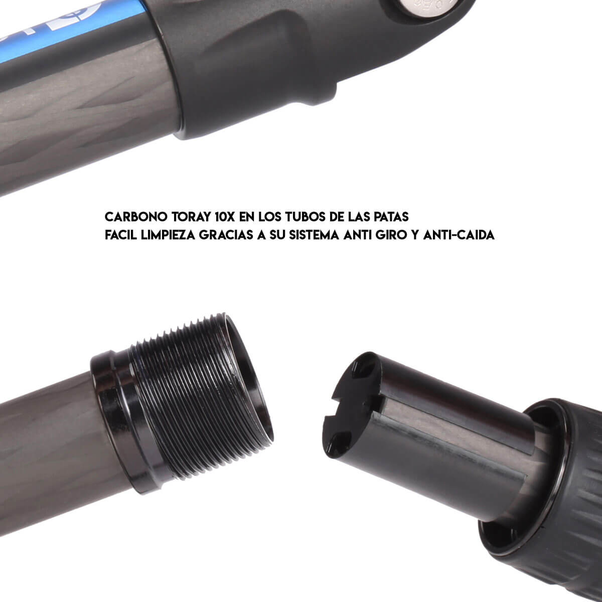 Detalle de las patas y secciones del Leofoto LS-223C