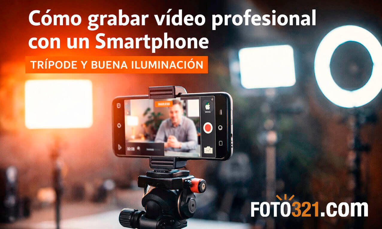 Smartphone grabando video profesional en estudio