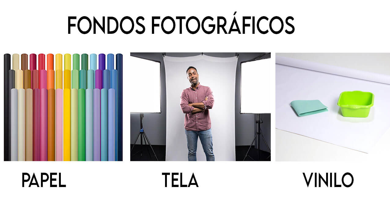 Tipos de fondos fotográficos: papel, vinilo, tela, plegable y croma