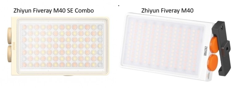 comparativa visual zhiyun-fiveray-m40 y zhiyun-fiveray-m40 se combo