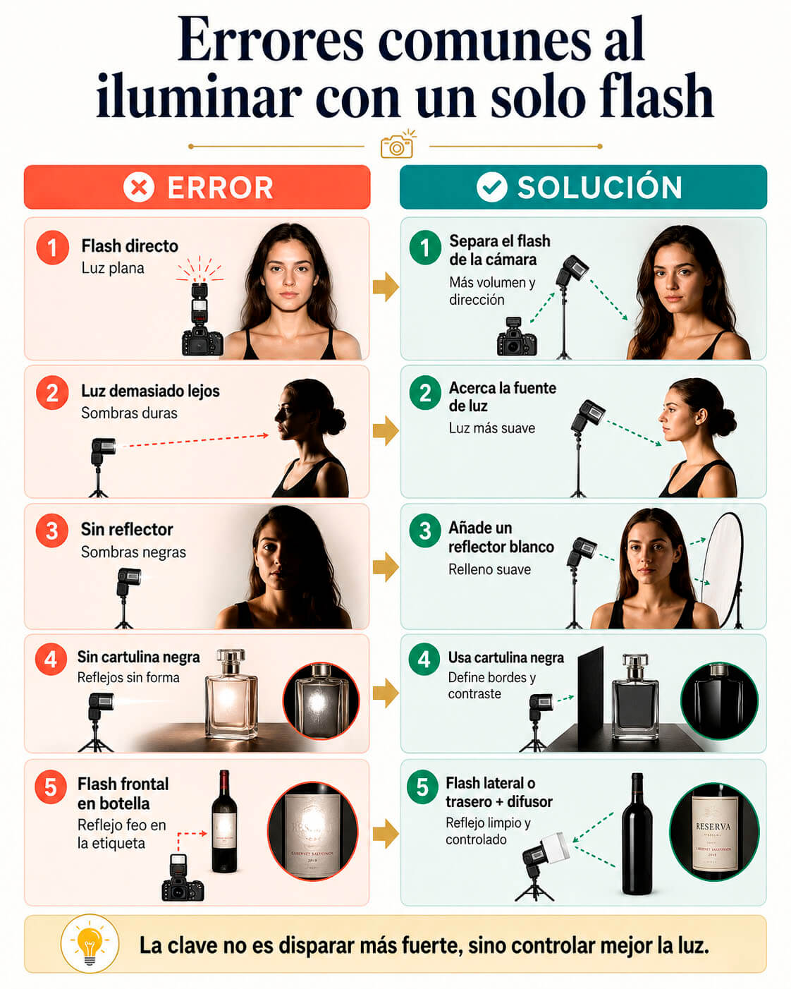Errores comunes al iluminar con un solo flash