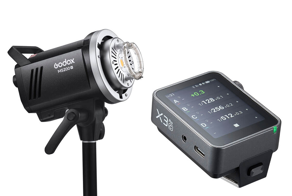 Flash de estudio Godox MS200V con X3 Pro-C Canon