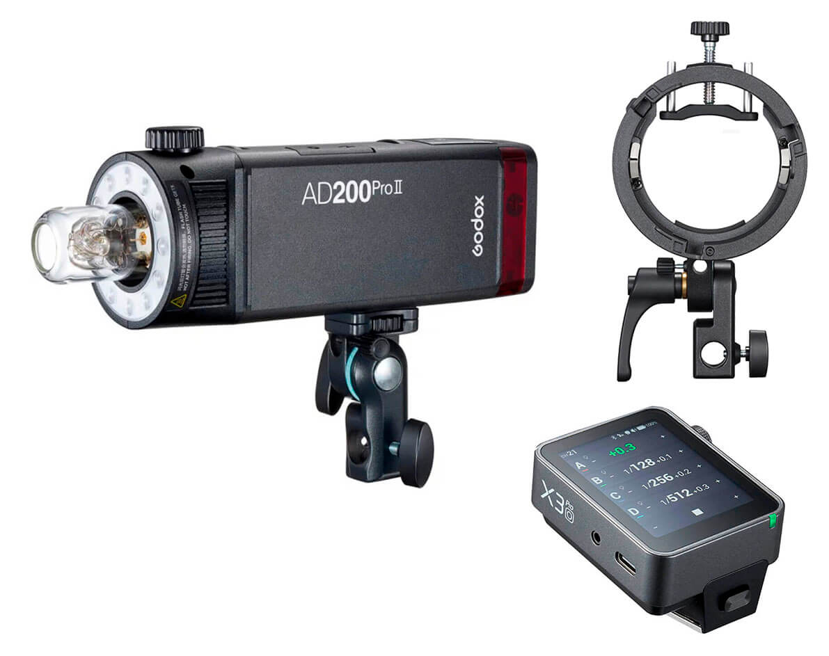 Kit Godox AD200Pro II 200 Ws con X3 Pro y S3 Bowens